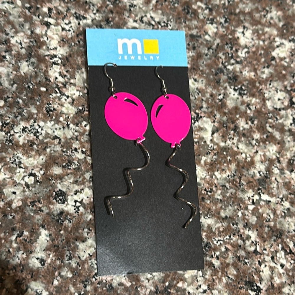 NWT Balloon Shaped Silver and Pink Earrings